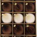 3.15inch Velvet Ornaments for Christmas Tree, 15pcs Multicolor Flocked Christmas Ornaments Decorations Balls Set Decor (Brown/Coffee/Beige)