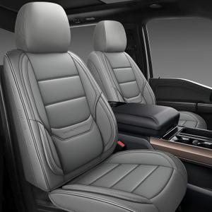 NS YOLO Leather Car Seat Covers Full Set,Universal Fit for Most Cars,SUVs and Sedans,Waterproof Luxury Leatherette Cushions, 5 Car Seat Protectors (Grey, Full Set-5 Seats(Front and Rear))