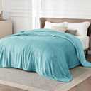 Bedsure GentleSoft Fleece Bed Blankets Queen Size River Blue - Soft Lightweight Plush Fuzzy Cozy Luxury Blanket Microfiber, 90x90 inches