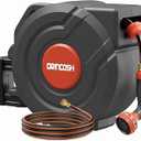 Retractable Garden Hose Reel 100 ft 1/ 2 inch Automatic Rewind with Any-Length Lock Water Hose 9 Pattern Sprayer Nozzle 180° Swivel Wall-Mounted Hose Reel for Home Yards