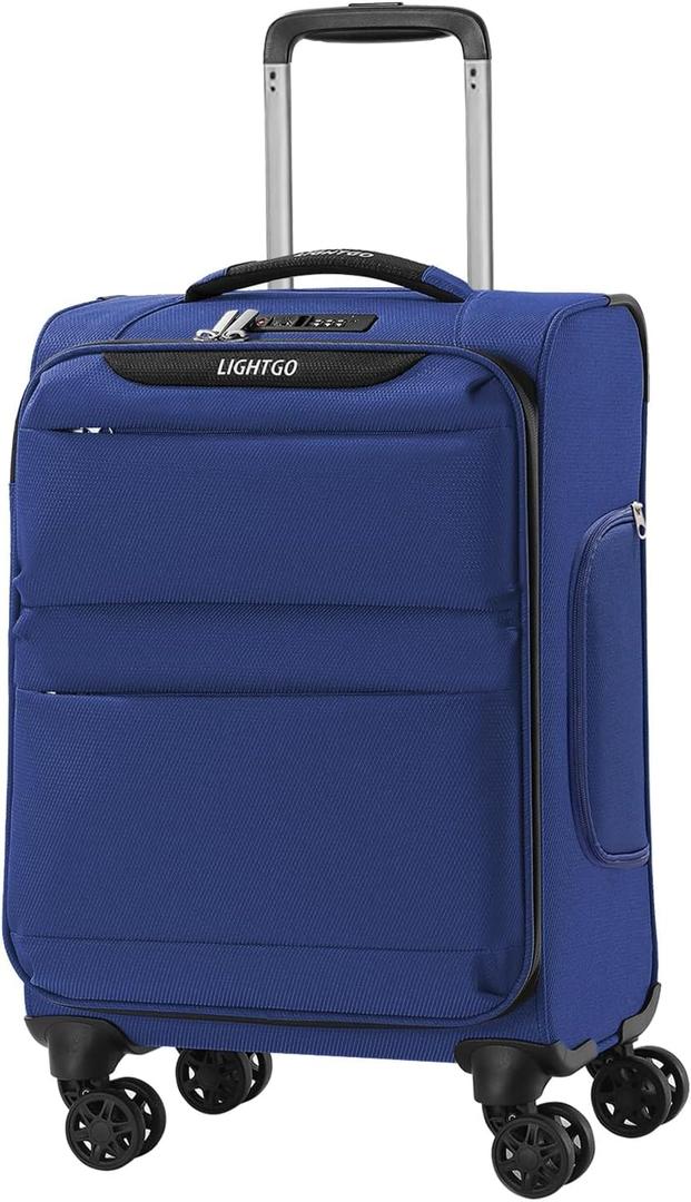 LIGHTGO 20" Carry On Softside Luggage, Ultra Light, TSA Lock Navy Blue, 20in
