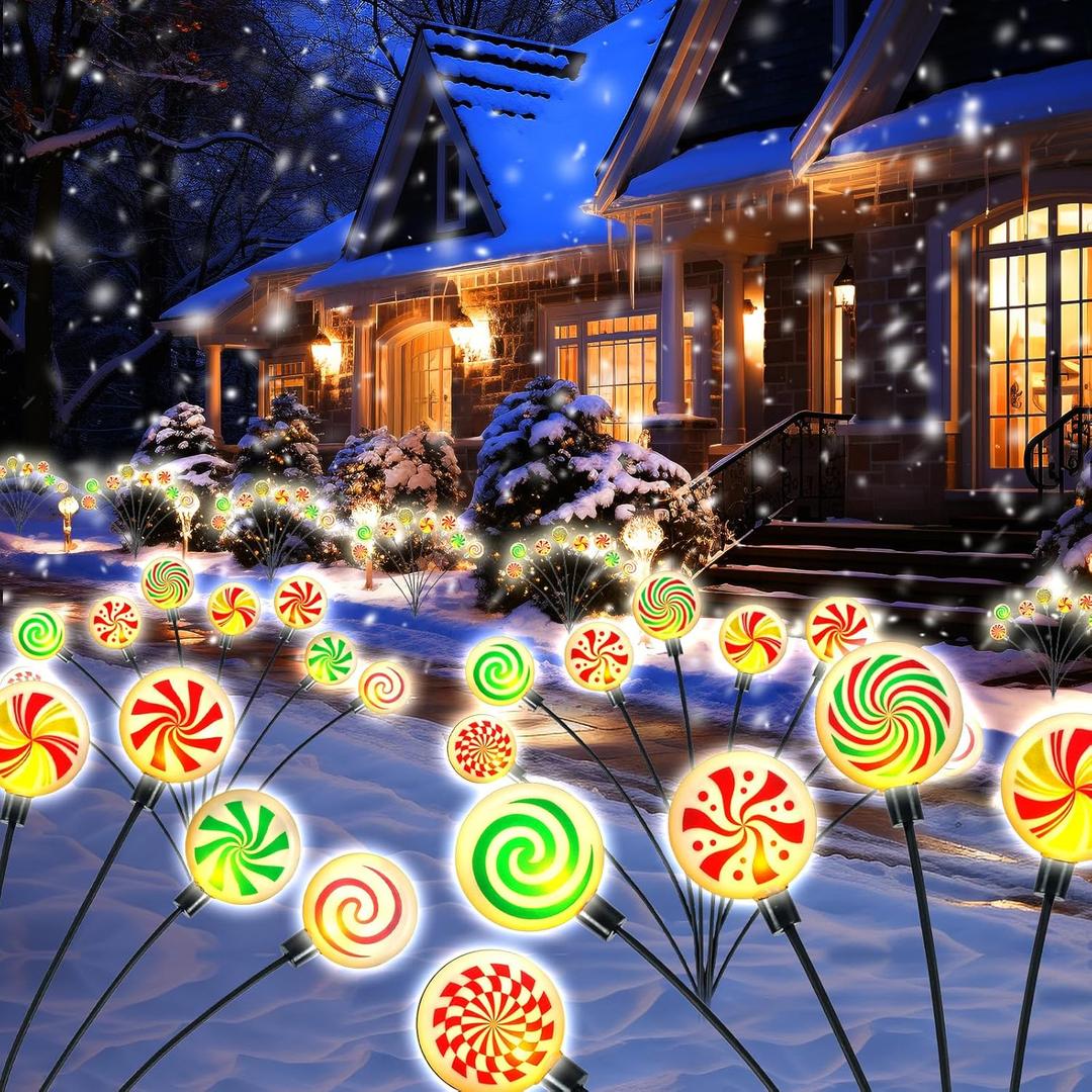 4 Pack 8 Patterns Christmas Decorations with 32 Lollipop Christmas Lights, Solar Christmas Lights Outdoor Waterproof with 8 Modes, Christmas Peppermint Candy Pathway Yard Decor for Garden/Lawn/Patio 4 Pack 8 Patterns Christmas Decorations with 32 Lollipop Christmas Lights, Solar Christmas Lights Outdoor Waterproof with 8 Modes, Christmas Peppermint Candy Pathway Yard Decor for Garden/Lawn/Patio