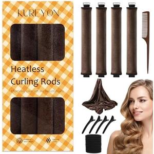 KUREYON Overnight Heatless Hair Curler- 20 Piece Set- Jumbo Heatless Curls- Satin Flexi Rods to Sleep in- No Heat Curler Overnight Sleeping Curls Styling Tools- Gentle Rollers for All Hair Types