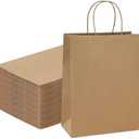 FACEBAG 100Pcs Brown Kraft Shopping Bags 10x5x13Inches Brown Paper Bags with Handles Bulk, for Merchandise,Party Favor, Retail,Gift Bag,Reusable & Durable