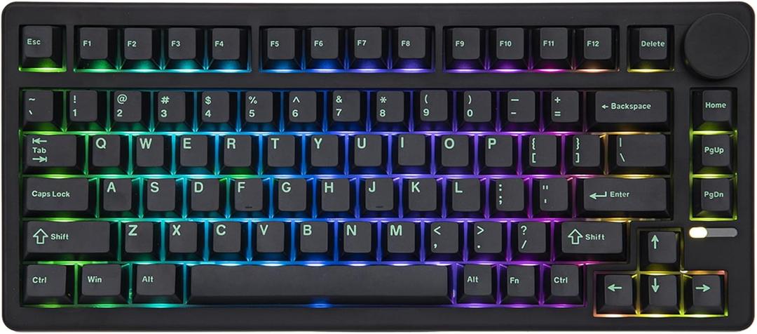 EPOMAKER QK81 75% Wireless Mechanical Gaming Keyboard, QMK/VIA Programmable and Hot-Swappable, 81 Keys with Metal Knob, 2.4Ghz/BT/USB, Creamy Gasket-Mount, RGB Backlight (Black, Flamingo Switch)