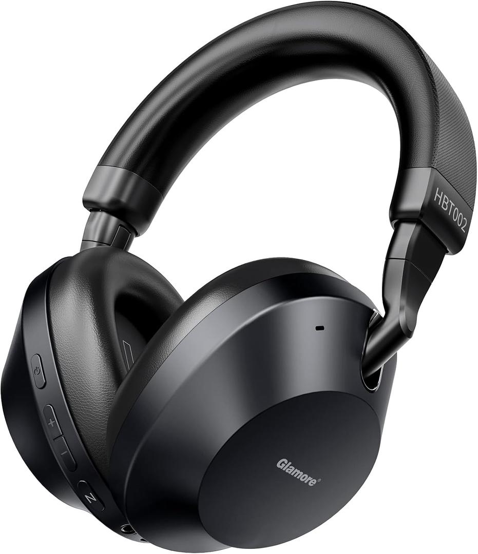 Noise Cancelling Headphones Over Ear Bluetooth 5.3 Wireless/Wired, 40H Playtime, Deep Bass, Foldable Mic, Transparency Mode, Ideal for Airplane Travel, Work, Commute, Sleep