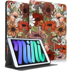 Uppuppy for Apple iPad Mini 5/4/3/2/1 Case, for iPad Mini 5th/4th/3rd/2nd/1st Generation Case Kids Cute Kawaii Folio Women Teen Girls Girly Mushroom Flower Design Cover for iPad Mini 7.9 Inch Case