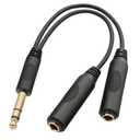 Tisino 6.35mm (1/4 inch) Jack Splitter Cable, 20cm (8 inches), Headphone Splitter Cable, Splitter, Stereo Male to Dual Stereo Female Jack, Compatible with Headphone, Amplifier, Karaoke