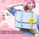 Equsion 48 Pcs Kawaii Keychains Bulk Cute Plush Keychains Fluffy Pompoms Balls with Tassels and Keyrings Key Chain Kawaii Party Favors for Birthday Goodie Bags Piata Prizes(Funny)