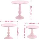 Set of 3 Pink Cake Stands, QENUIITEA Metal Round Cake Holder Dessert Pie Pizza Display Stand 8" 10" 12" Serving Tray Decoration for Wedding Celebration Party Birthday Baby Shower