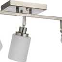 TODOLUZ Track Lighting Fixtures Ceiling, 3-Lights Brushed Nickel Wall Ceiling Spot Lighting with Opal White Glass, E26 Bulb Base