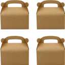 24-Pack Brown Party Favor Treat Boxes, Goodie Gable Paper Gift Boxes with Handles. Perfect for Birthday, Babyshower, and Any Fun Party