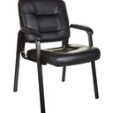 Amazon Basics Classic Faux Leather Office Desk Guest Chair with Metal Frame, Black, 27.4D x 23.6W x 35.8H in