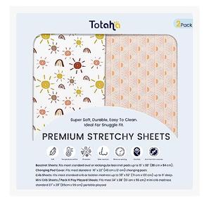 TotAha Premium Stretchy Changing Pad Covers Boho, Buttery Soft Rainbow Diaper Changing pad Covers for Girls Boys, Ultra Comfort Changing Table Covers, 5'' Deep Pocket M