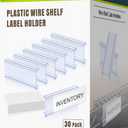 Lenink 30Pcs Wire Shelf Label Holders,Plastic Wire Rack Label Holder,Compatible with Metro 1-1/4in Shelves,Label Area 3in Lx1.25in H (Label Paper Insert Included)