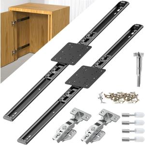 Pisman 24 Inch Pocket Door Slides 2 PCS, Complete Hidden Sliding Hardware Kit for Inset Cabinet Doors, 45lbs Capacity Space Saving Solution for Kitchen Pantry and Closet