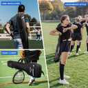 Himal Outdoors Lacrosse Stick Bag with 2 Sticks Holder, Oxford Lacrosse Bag for Men and Women, Zipper Pocket & Cooler Pouch and Padded Handle Strap (Deep black)