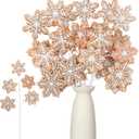Sosation 6 Pcs 15.8 Inch Christmas Gingerbread Snowflake Picks Gingerbread Snowflake Shape Christmas Tree Sprays Xmas Wooden Ornaments Craft for Xmas Tree Decorations Home Office Vase Party Ornaments