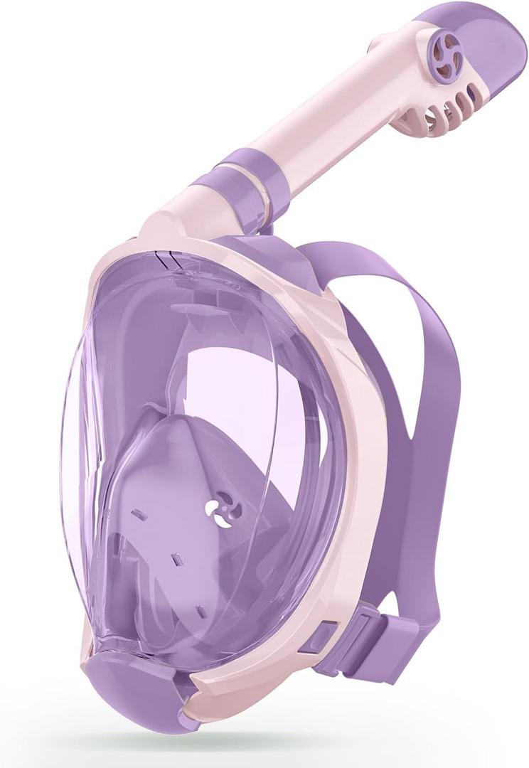 Greatever Snorkeling Gear for KidsIdeal Gifts of Kids Snorkel MaskFull Face Snorkel Mask Kids with Camera MountSafe Breathing for Enchanting Travel (A4-Pink Purple)