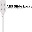 Philips Extension Cord, 15 Ft, 3-Outlet Flat Plug Extension Cord, Flat Extension Cord with Multiple Outlets, 2 Prong Extension Cord, Safety Slide Long Extension Cord, 1 Pack, White, SPS1032WE/27