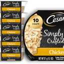 Cesar Simply Crafted Adult Wet Dog Food Toppers for Dry Food, Chicken, 1.3 oz Tubs, 10 Count (EXP 03/12/28)