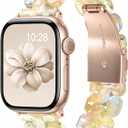 V-MORO Resin Band Compatible with Apple Watch 42mm/41mm/40mm/38mm Women Fashion Dressy Strap Bracelet lightweight Wristband for iWatch Bands Series 11 10 9 8 7 6 5 4 3 2 1 SE(Aurora Citrine)