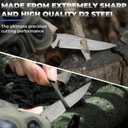 Fixed Blade Knife with Black G10 Handle and Kydex Sheath, 3.46" D2 Steel Full Tang Outdoor Tactical Hunting Knife for Camping, and EDC