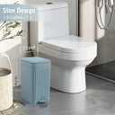 rejomiik Small Bathroom Trash Can with Lid Slim Soft Close Garbage Can Step Wastebasket Container Trash Bin for Office Bedroom Kitchen Living Room 1.9 Gallon, Light Blue