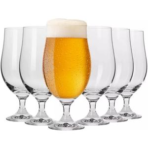 Krosno Lager Beer Glasses | Set of 6 | 16.9 oz | Harmony Collection | Perfect for Home, Restaurants and Pubs | Dishwasher Safe | Lead-Free Crystal Glass
