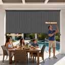 11'W x 8'H Gray Outdoor Roller Shade with Crank Wand Patio Shades Roll up, UV Blocking & Privacy Protection, 132"W x 96"H