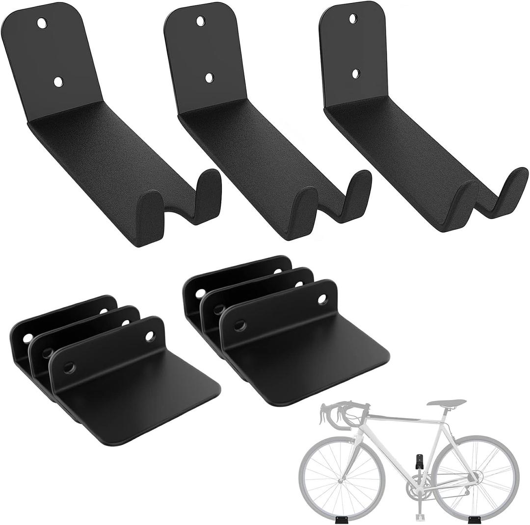 WALMANN 3 Pack Bike Pedal Hanger Wall Mount, Heavy Duty Horizontal Bike Rack for Garage Wall, Bike Display Stand for Home Holds Up to 70 LBS Black-3 Pack
