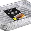 Pack of 25 Disposable Aluminum Broiler Pans  Good for BBQ, Grill Trays  Multi-Pack of Durable Aluminum Sheet Pans  Ribbed Bottom Surface - 13.40" x 9" x 0.85"