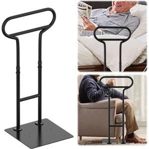 THOOUM Bed Rails for Elderly Adults Safety, Adjustable Bed Cane for Elderly, Heavy Duty Stand Assist Railing for Seniors, for Couch, Chair, Full, Twin Bed (260LBS Loading, 5 Heights, Black)