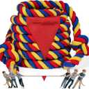 X XBEN Field Day Tug of War Rope for Kids and Adults, 35FT Jump Rope Family Reunion Birthday Party Games, Summer Outside Lawn Games, Perfect for Team Building Activities (Red&blue&yellow)