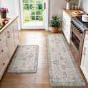 GENIMO Anti Fatigue Kitchen Mats for Floor 2PCS, Standing Rugs, Gray Taupe | 23"x71"+20"x32", Vintage Boho Cushioned Set, Waterproof, Non slip, Easy-clean for Home, Laundry, Sink, Office, Farmhouse