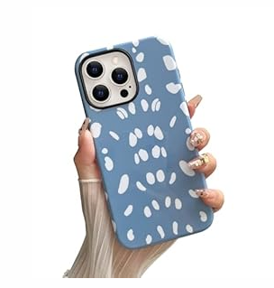 Yeddabox Compatible with iPhone 15 Pro Max Case with Deer Print, Cute Fawn Cover Shockproof Protective Soft TPU and Hard PC Case for iPhone 15 Pro Max for Women Girls - Blue