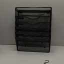 Pocket Mesh Hanging Wall File Organizer, Wall Mounted Mail Paper Document Folder Holder, Clipboard Storage Organization Magazine Rack with Nametag Label for Office Home School, Black