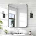 KOCUUY 30x36 Inch Rectangle Bathroom Mirror with Black Metal Frame,Modern Design of Wall Mounted Upgraded Shatterproof Glass, Rounded Corners for Bedroom, Living Room, Entryway