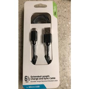 6 1/2 Extended Length Charge and sync Durable Tangle Resistant Braided Cable