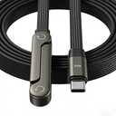 HOSYH 240W Invisible Stand Fast Charging Cable, 240W USB C to USB C Flat Cable 90 Degree Angled, Sideways Phone Type C Charger Cord (4.9FT) Compatible with iPhone 17 Series (Black), 3 Pieces