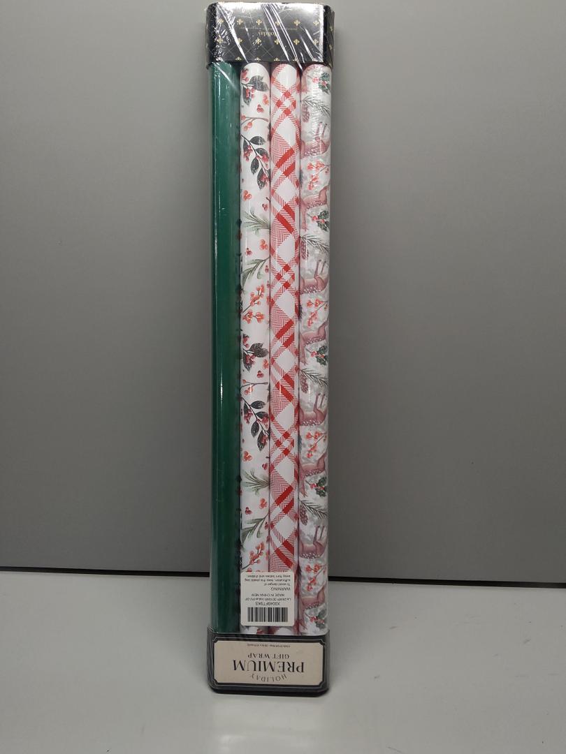  Christmas Wrapping Paper Bulk Set of 4 Rolls (93 sq. ft. ttl) for Holiday Gift Wrap - 17 inches x 16.5 feet Per Roll