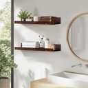 Muzilife 24" Wood Floating Shelves Wall Shelf with Lip, 2Pcs, Brown