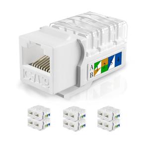 2 x Cat6 Keystone Jacks 12-Pack, RJ45 Keystone Jack 90 Degree Punch Down, Ethernet Jack for Cat6, Cat5e, Cat5 Cabling, Slim Profile in White