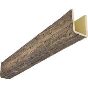 Heritage Timber Salvaged Timber Faux Wood Beam, 3-Sided (U-Beam), 3 1/2"W x 5 1/2"H x 72"L, Smokey Brown Finish