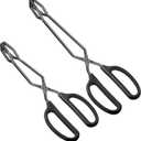 HINMAY Stainless Steel Kitchen Tongs 10" and 12" Set, Comfortable Grip Scissor Tongs for Cooking, Grilling & Serving (Black)
