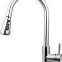 SOLVEX Kitchen Faucet Single Handle High Arc Kitchen Sink Faucet with Pull-Down Spray Stainless Kitchen Faucet Steel Brushed Nickel for Farmhouse Rv Bar SP-10028