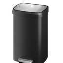 Garvee 13 gal / 50 L Plastic Trash Can with Lid, Large Garbage Can for Kitchen, Rustproof Step-on Kitchen Trash Bin with Liner Rim, Rear Handle, Soft Close Lid, Black