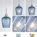 Viinew Dark Blue Seeded Glass Pendant Lamp Shade 5.4" Art Glass Chandeliers Cover Mini Tulip Flower Shape Light Shade Replacement Shade Only Light Fixtures for Kitchen Island Pendant Light 1-Pack