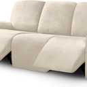 ULTICOR Velvet 8-Pieces Recliner Sofa Covers Stretch Reclining Couch Covers for 3 Cushion Reclining Sofa Slipcovers Furniture Covers Thick Soft Washable (3 Seater Recliner Cover, White)