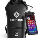 Earth Pak Waterproof Dry Bag with Zippered Pocket - Waterproof Dry Bag Backpack Keeps Gear Dry (30L, Black)